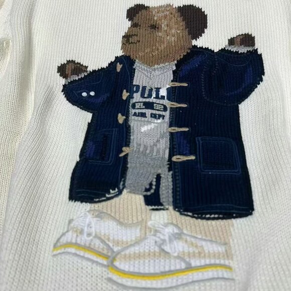Polo Ralph Lauren Big Coat Bear Sweater Hoodie - Picture 6 of 7